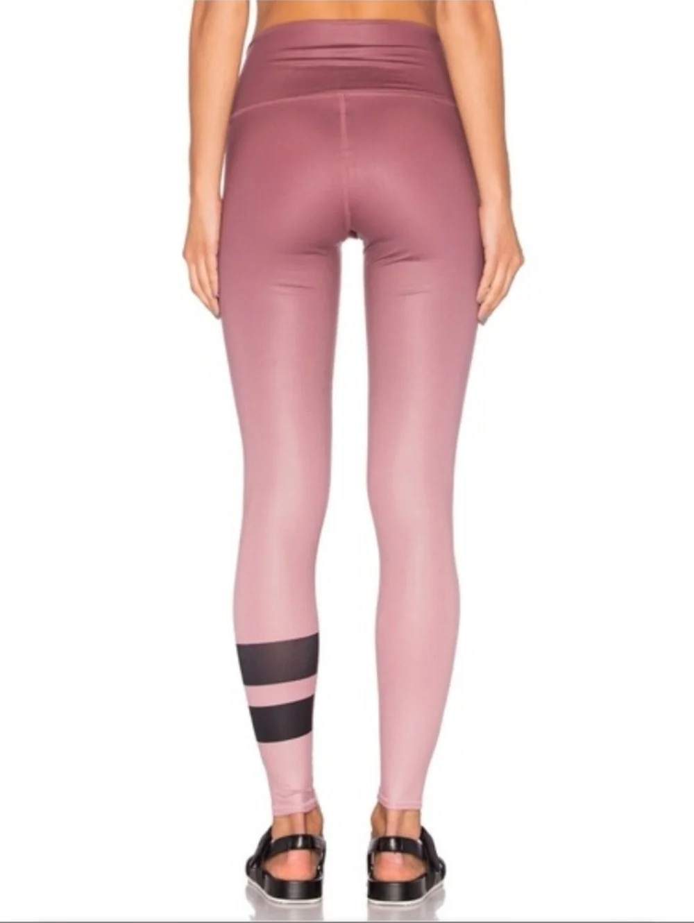 Alo Yoga High Waist Airbrush Highline Pink Ombre Gradient Stripe Leggings